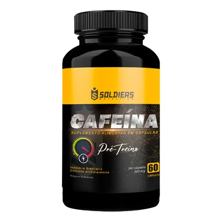 Termogênico Cafeína 60 Caps 200mg 100% Pura Soldiers Nutrition Energia Definição Corporal