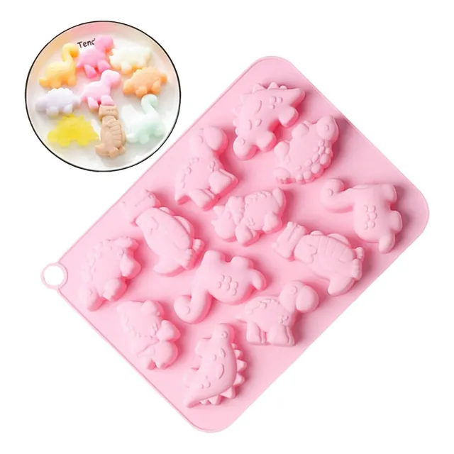 Molde Silicona 12 Dinosaurios - Repostería Gelatinas Jabones Color Sorpresa