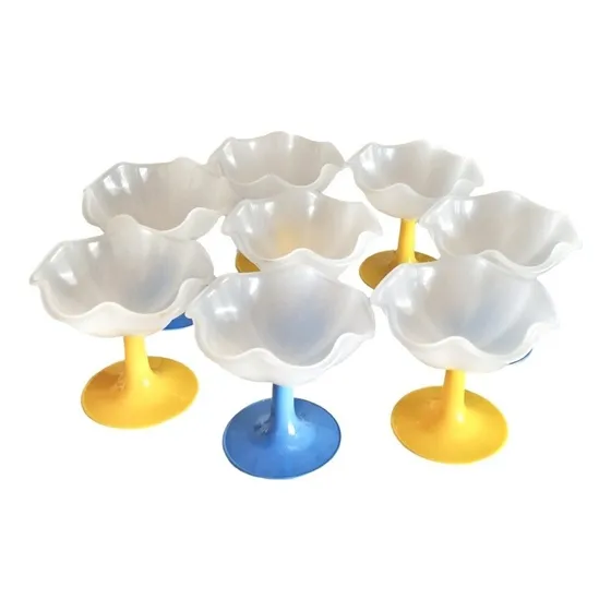 Copas Plásticas Flor Fiesta Helados Bebidas (pack De 8)