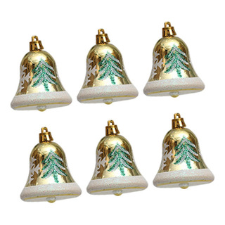 6 Piezas De Campanas De De Navidad De 2,7 Pulgadas, Dorado 6 Piezas De Campanas De De Navidad De 2,7 Pulgadas, Dorado
