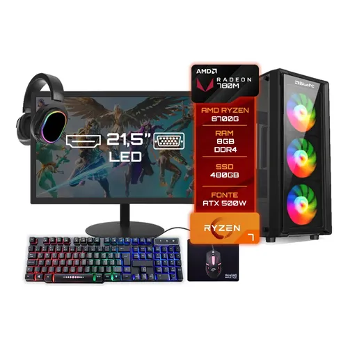 Pc Gamer Completo Amd Ryzen 5 8500g 16gb Ddr5 Ssd 960gb 500w 960