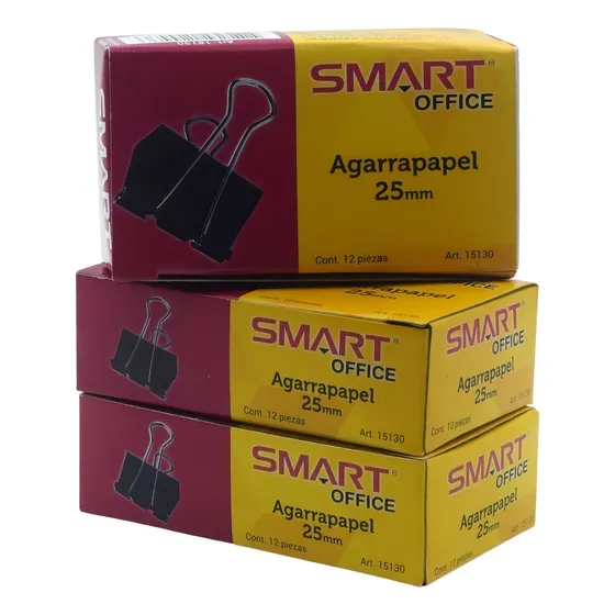 Agarrapapel Smart 25 Mlimetros Sujetadocumentos 36 Piezas Color Negro