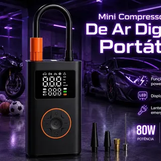 Compressor De Ar Portátil Blackone 4000mAh Digital Pneus