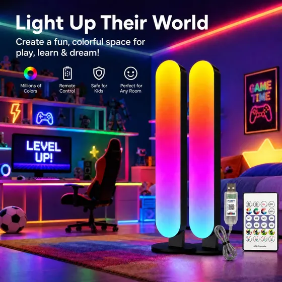 2 Barras Luz Ambiente Led Rgb Usb Controle Rgb 5v