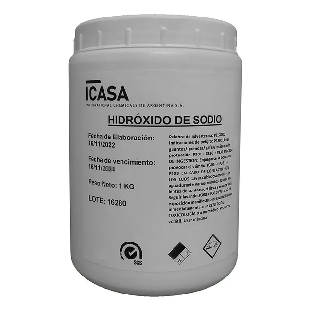 Soda Caustica 99 % De Pureza Perlas Para Jabon X 1 Kg.