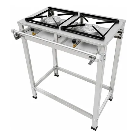 Fogão Industrial 2 Bocas Inox Alta Pressão Caulim 30x30 P5 Prateado Gás