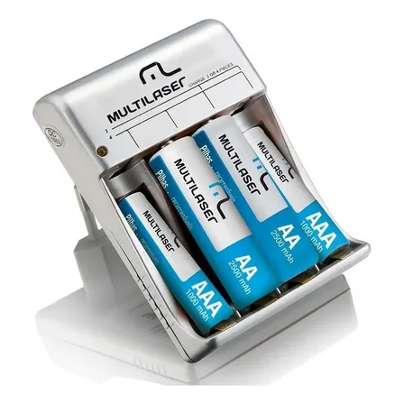 Carregador De Pilhas Multilaser Aa/aaa C 4 Pilhas Cb045