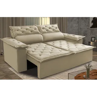 SofĂĄ 3 Lugares RetrĂĄtil E ReclinĂĄvel Cama Inbox Compact 1,80m Velusoft Bege SofĂĄ 3 Lugares RetrĂĄtil E ReclinĂĄvel Cama Inbox Compact 1,80m Velusoft Bege