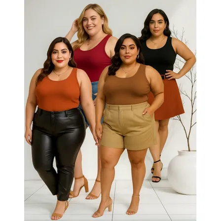 Kit 4 Regatas Canelada Moda Grande Plus Size Malha Premiun