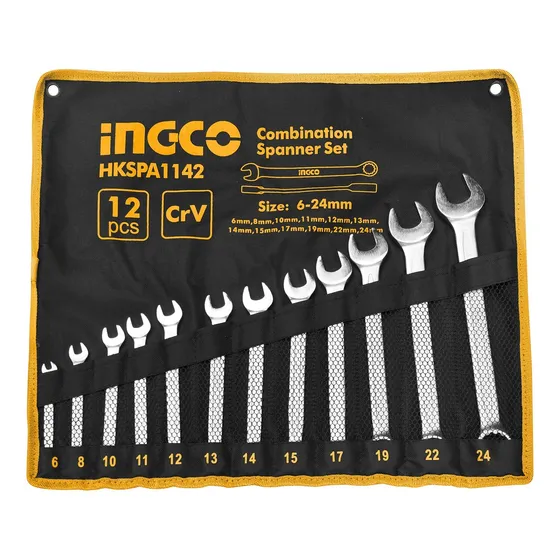 Juego De 12 Llaves Combinadas Métricas 6-24mm Ingco