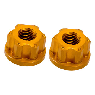 Tuercas De Eje Para Bicicleta: Kit De Seguridad M9 Oro Tuercas De Eje Para Bicicleta: Kit De Seguridad M9 Oro