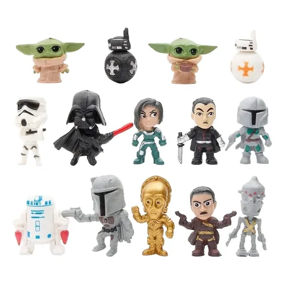Pack 14 Miniaturas Star Wars Grogu Yoda Darth Vader bb8 4 cm