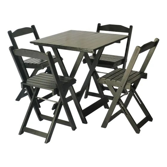 Conjunto Mesas Dobraveis Bar 70x70 Com 4 Cadeiras Maciça