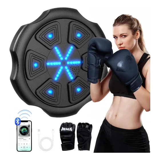 Máquina De Boxe Led Musical Treino Bluetooth Recarregável