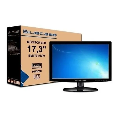 Monitor 17.3 17 Bluecase Hdmi Cftv Segurança Dvr Ps4 Xbox Cor Preto 127/220V