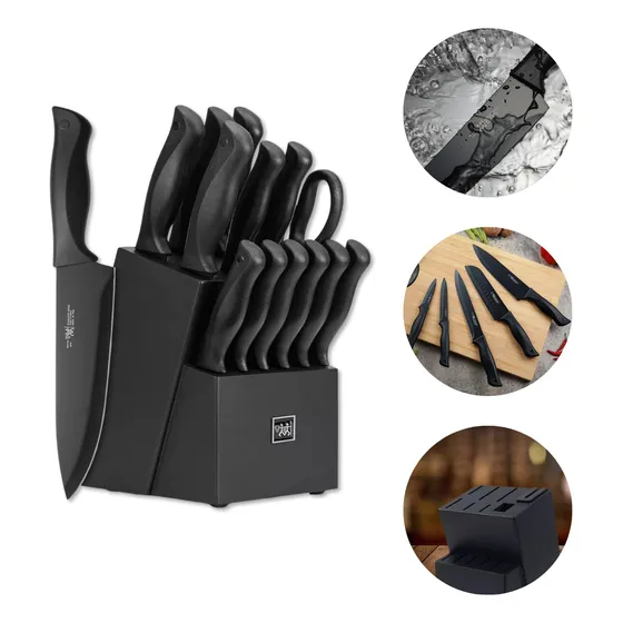 Set Premium De Cuchillos Negros 14 Piezas Súper Afilados