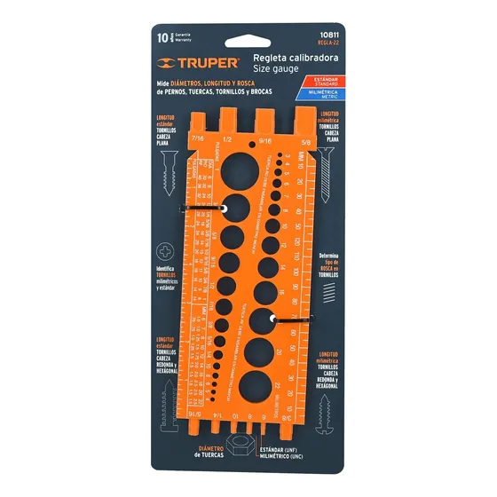 Regleta Medidora De Tuercas Y Tornillos