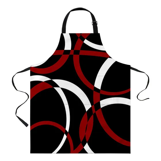 Leokoti Rojo Negro Geometrico Delantal Para Mujer Hombr 2