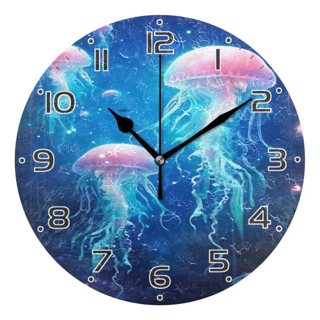 Reloj Pared Redondo Silencioso Medusa Azul Dispositivo