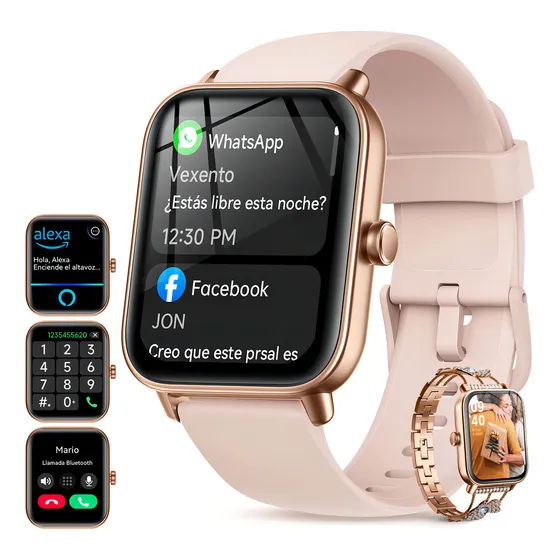Reloj Smartwatch Hotu W19 1.81 Smart Watch Reloj Inteligente Bluetooth Responde Y Hace Llamadas, Accesorios Para Mujer, Alexa Integrada, Notificaciones De Apps, Compatible Con iPhone Y Android -trébol