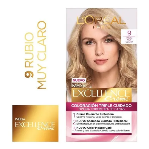 Tinta L'Oréal Excellence Tintura excellence creme 9 rubio muy claro tono h1477902 para cabello