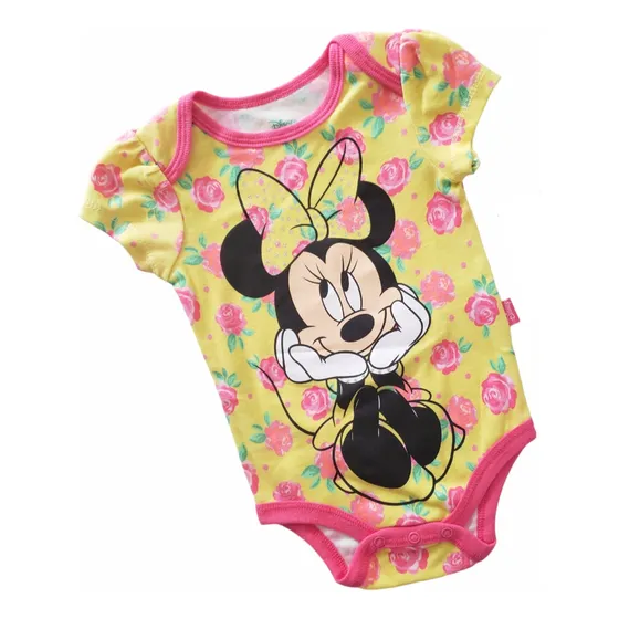 Body Manga Corta Minnie Mouse Disney Amarillo Rosa 