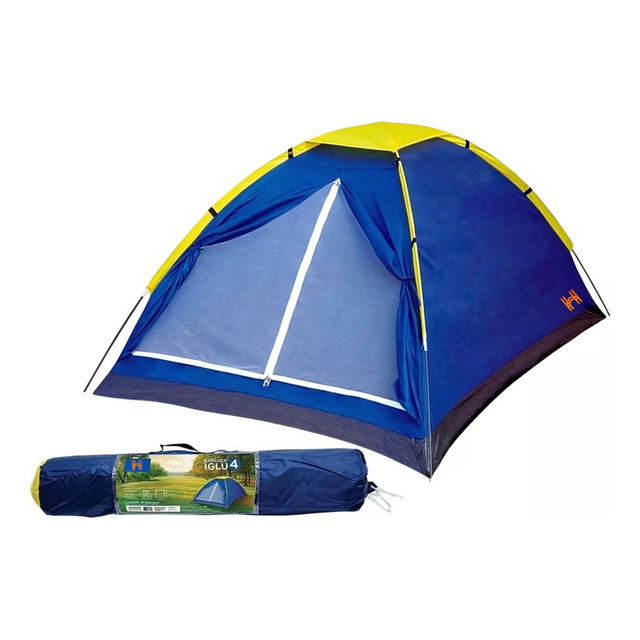 Barraca Tenda Camping Iglu 4 Pessoas Azul Completa C/ Bolsa Barraca Tenda Camping Iglu 4 Pessoas Azul Completa C/ Bolsa
