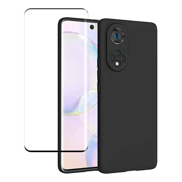 Funda Silicona Líquida Tpu Carcasa Para Honor 50/nova 9+mica Negro Huawei Honor 50 / Huawei Nova 9
