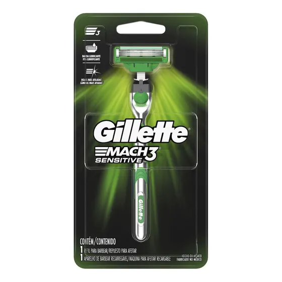 Máquina De Afeitar Gillette Mach3 Sensitive Recargable + 1 C