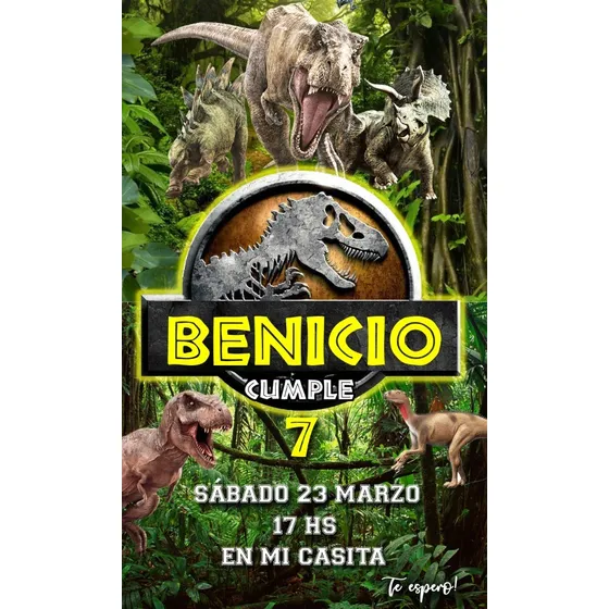 Invitación Digital Jurassic Park Dinosaurios Jurassic World