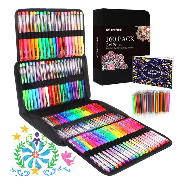 Set De Plumas Bajotien 20ZSCZ-80 Gelpen De Gel 160 Colores Neón Glitters Tradicionales