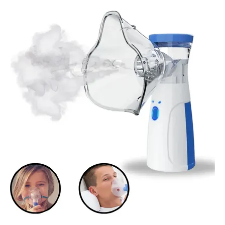 Inalador Nebulizador Mesh Portátil Silencioso Usb Azul Para Adulto E Infantil Branco 127/220v