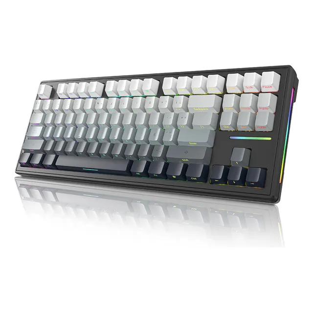 Attack Shark M87 Teclado Mecánico Bluetooth Inalámbrico De Tres Modos Con Cable Rgb Junta Personalizada Teclado Para Juegos Intercambiable En Caliente Negro