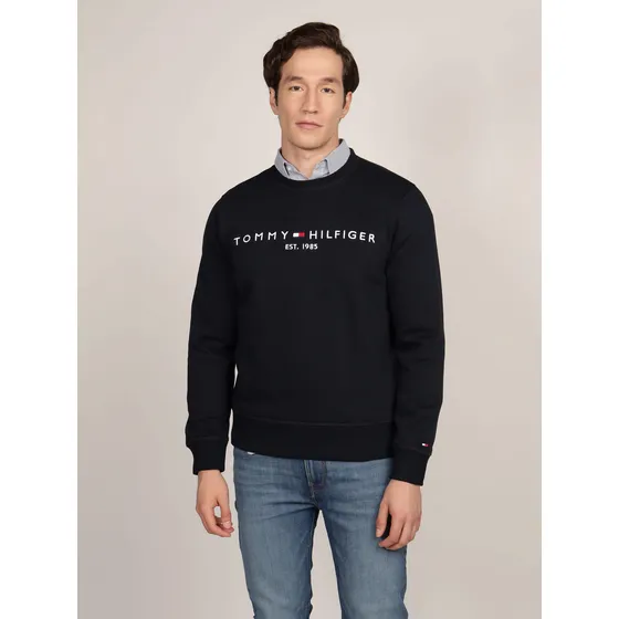 Sudadera Azul Con Logo Tommy Hilfiger Bordado 1985 Hombre