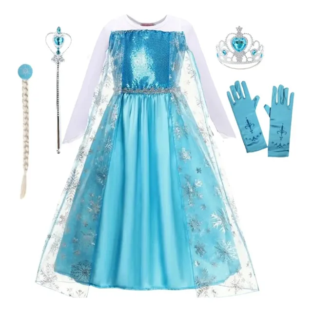 Disfraz Infantil Frozen Elsa Vestido + Acessorios Cumpleaños