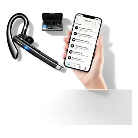 Fone De Ouvido Bluetooth Empresarial Com Microfone Tradutor Preto