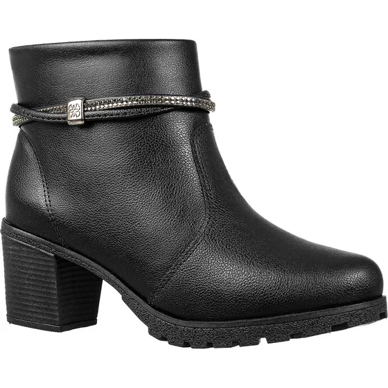 Bota Casual Cano Curto Zíper Salto Médio Macio Detalhe Gigil