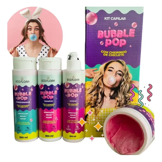 Kit Capilar Buble Pop Cheirinho Bubbaloo Tuti Frutti 4 Ítens