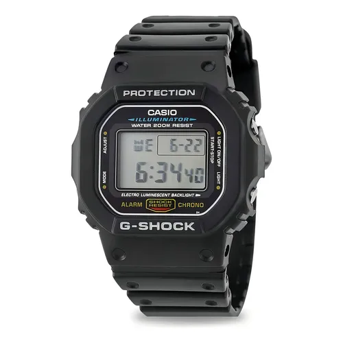 Modelo de relógio Casio G-shock: pulseira preta DW-5000R-1acr