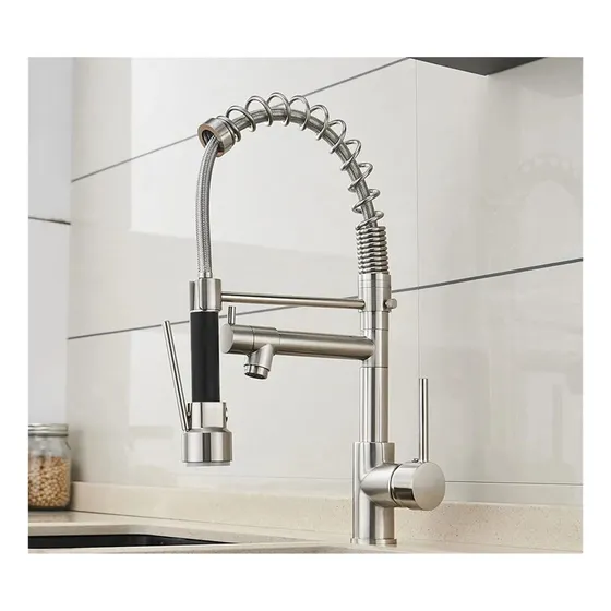 Grifo Para Fregadero Cocina Resorte Niquel Cepillado