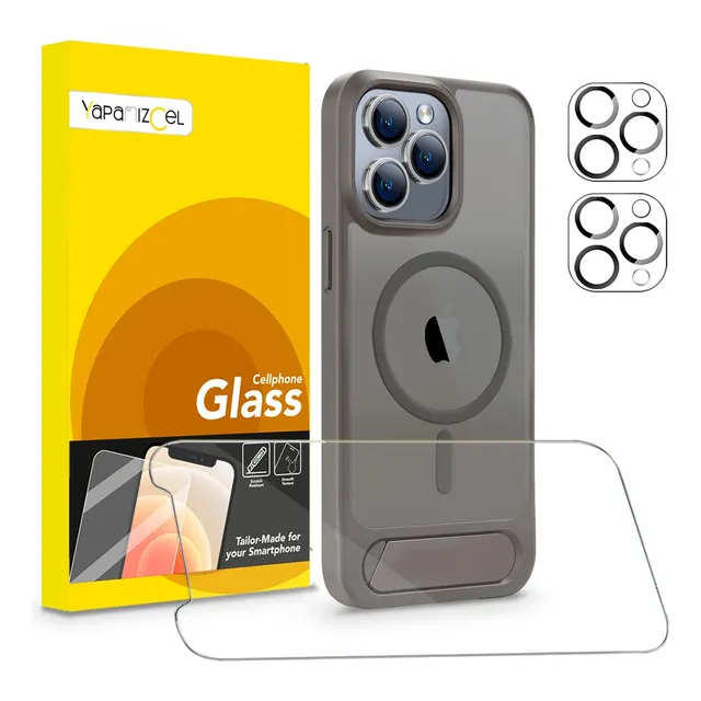 Kit Funda Para iPhone Magsafe + Mica Pantalla + Cámara Stand