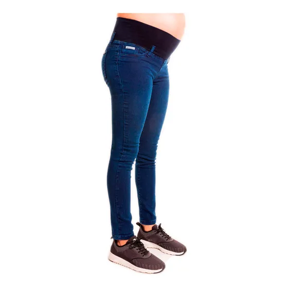 Pantalon Jean Chupin Maternal Embarazada Con Faja Elastizada