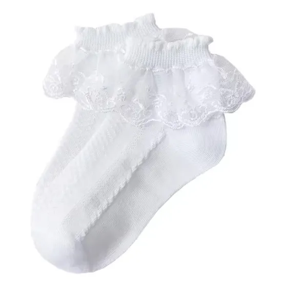 Medias Blancas Con Encaje Elegantes Bautizo Bebé