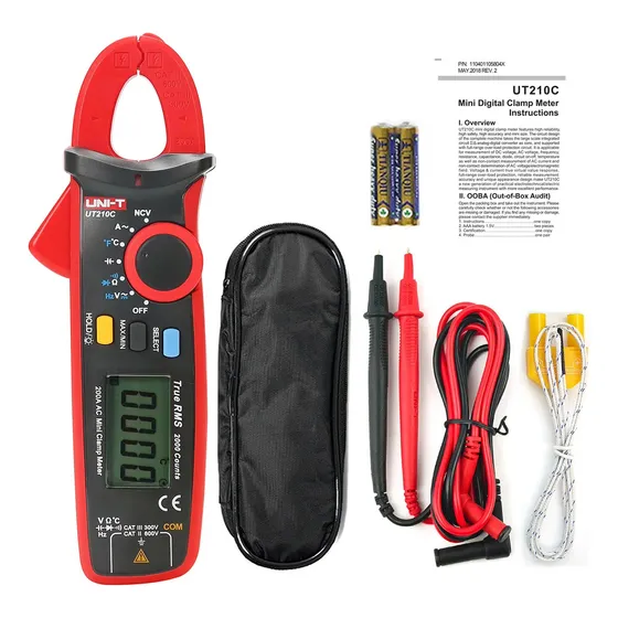 Pinza amperimétrica digital Uni-T UT210C 200A CA 600V rango automático , alicates de valores eficaces verdaderos 20mF ,-40~1000℃ ,20MΩ