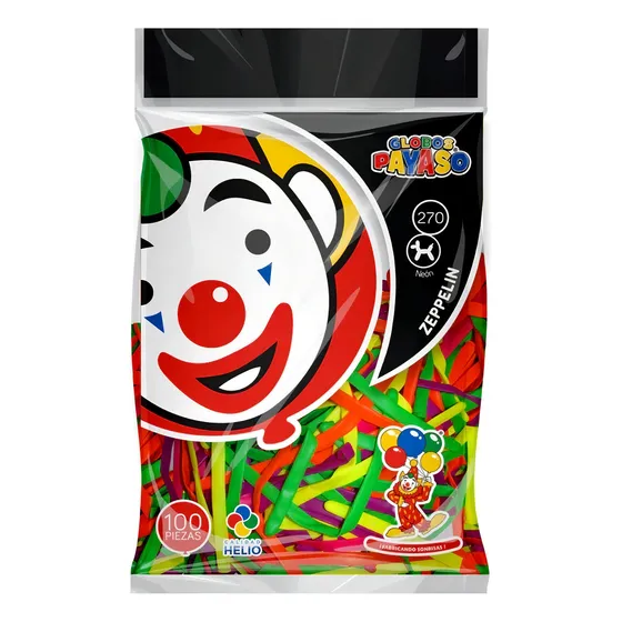 Globos Payaso Neon Surtidos 100 Pz #270 Latex Biodegradable