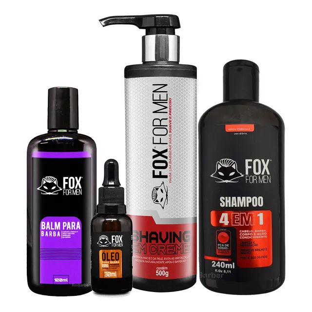 Balm Fox For Men Premium + Óleo + Shaving + Shampoo 3x1 