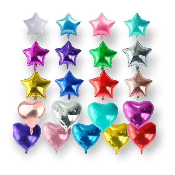 Pack 50 Globos Corazón Y Estrellas De 10 Pulgadas Surtido