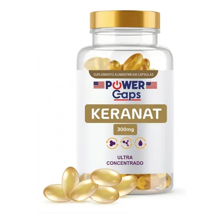 Keranat 300mg 60 Cápsulas Softgel Crescimento Capilar Sem Sabor Suplemento Alimentar Combate Queda De Cabelo Mais Volume Brilho E Força