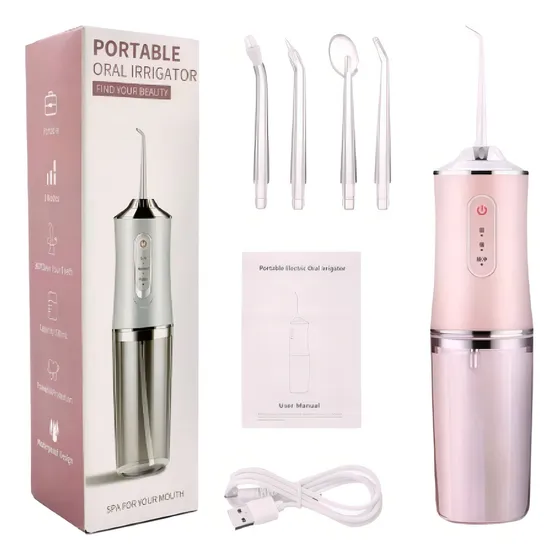 Irrigador Oral Portátil Chorro De Agua Para Limpieza Bucal Color Rosa