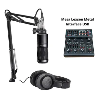 Kit Audio Technica Microfone Suporte Fone At2020pk Mesa Usb Kit Audio Technica Microfone Suporte Fone At2020pk Mesa Usb